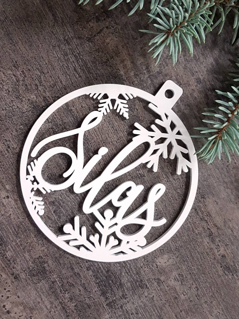 Custom CHRISTMAS tree baubles Christmas tree decor personalized ornament laser cut names CHRISTMAS custom gift tags with year and name Decor image 9