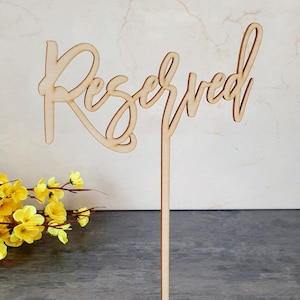 Reserved sign with a stand Wedding Table Numbers with Stands Wedding Table names with Stands custom TABLE NAME name wedding table custom