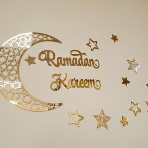 EID Decor Eid Decoration Ramadan Moon Ramadan Mubarak sign Ramadan Kareem Ramadan Eid moon Islamic wall decor Islamic wooden sign Gold Mirror acrylic
