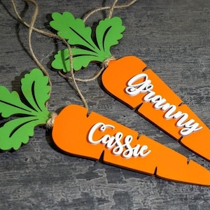Etichette personalizzate per cestini pasquali Etichette per carote pasquali Etichette personalizzate per cestini pasquali con carote Nome Decorazione pasquale Segnaposto personalizzati Regali di Pasqua