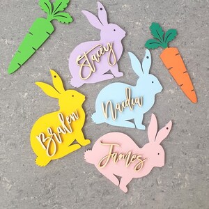 Easter Basket Tags Bunny Easter Tags Personalised Rabbit Easter Basket Tags Name Easter Decoration custom Easter Place cards Easter Gifts image 7