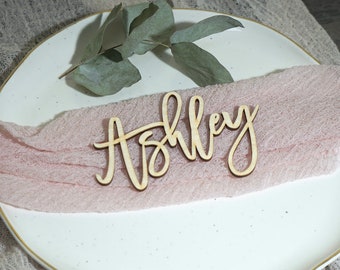 Platzkarten Hochzeit Tischkarten Laser Cut Names Benutzerdefinierte Ort Einstellungen HOLZ Namen Brautparty Tischkarte Hochzeitskarten Partydekoration