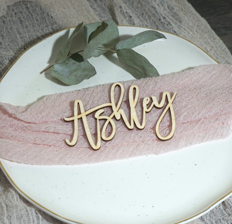 Place cards Wedding place cards Laser Cut Names Custom Place Settings WOOD names Bridal Party Place Card Wedding Cards Party Decoration image 1