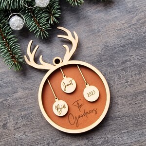 Family Personalized Christmas Decor with Antlers Family Christmas Deer Ornament Personalized Christmas Ornament with Name Family Ornament