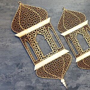 Ramadan lantern wood laser cut Ramadan Kareem lamp Ramadan decoration Ramadan wall hanger Ramadan decor Mubarak Islamic gifts Islamic image 3