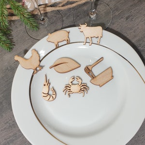 Stickers choix de repas Marques de lieu de repas Marques de choix de nourriture de mariage Cartes de lieu de choix de repas en bois Forme de choix de repas personnalisée Indicateur de choix de repas