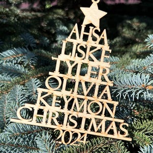 2025 Christmas Tree Ornament with names Family names Tree custom Christmas Decor Family Christmas Ornament Personalized Christmas Family