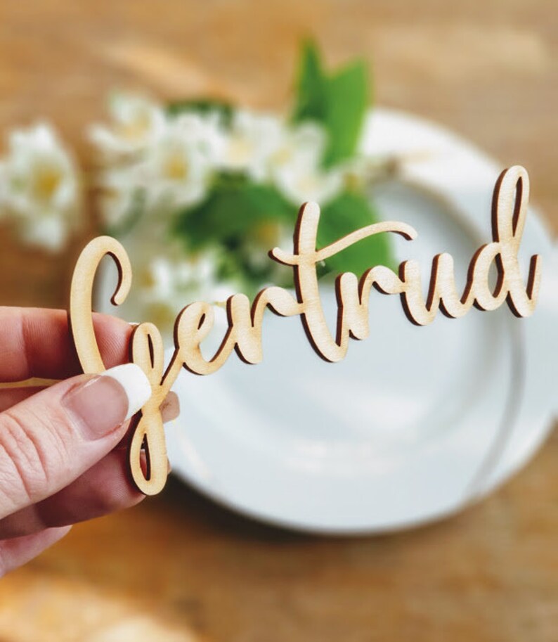 Wood Place Cards Wedding Place Cards Custom Laser Cut Names Etsy
