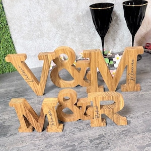 Juego de 3 letras de boda independientes Letras de boda de madera Números de madera Letras de madera grandes Letras en blanco para manualidades Letras en blanco de madera Roble