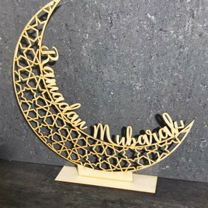 Islamische Holzschilder Freistehendes Ramadan Mubarak Schild Ramadan Kareem Schild Gesegneter Ramadan Wandschild Eid Mubarak Islamische Geschenke