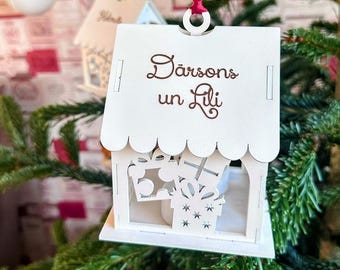 2026 Wooden Custom Christmas house for light or sweets, white-painted wood
