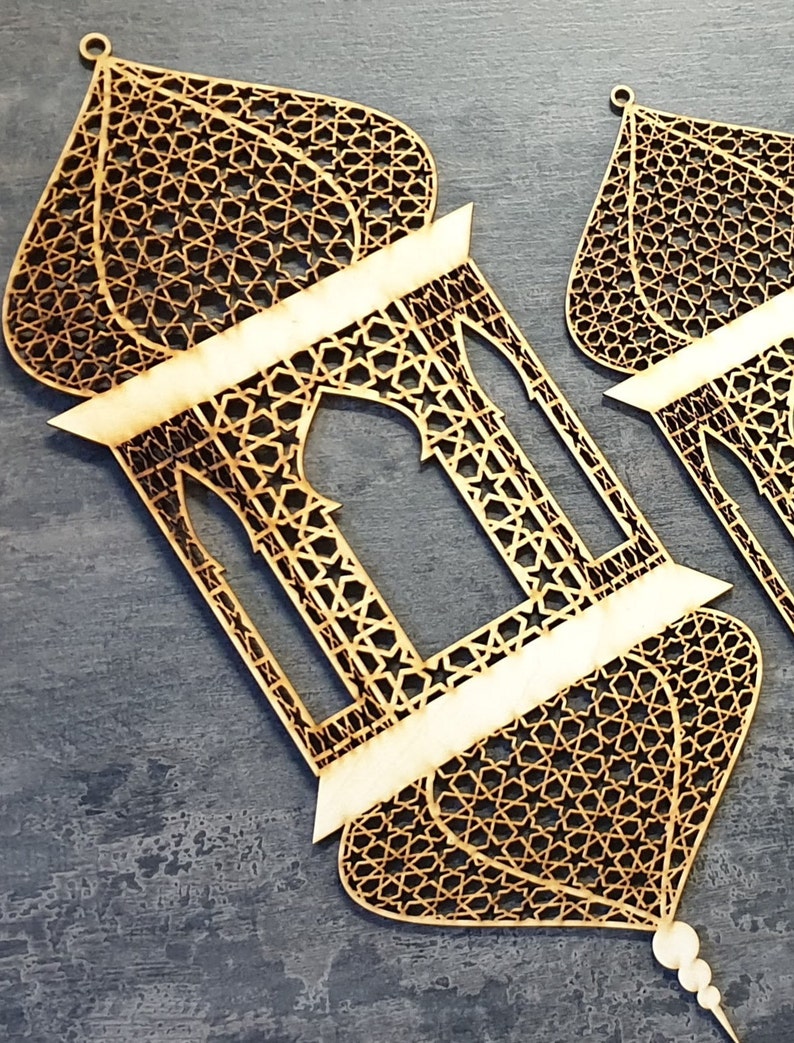 Ramadan lantern wood laser cut Ramadan Kareem lamp Ramadan decoration Ramadan wall hanger Ramadan decor Mubarak Islamic gifts Islamic image 8