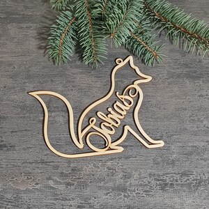 Décor de renard en bois NOËL décor en bois renard boules de Noël personnalisé cintre pour animaux des bois cartes de place pour animaux des bois