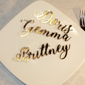 Romantic Wedding place cards Gold Acrylic name cards Gold mirror place cards Acrylic laser cut place cards name cards wedding acryl table