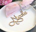 Wedding place cards laser cut wood Wedding favors for guests in bulk laser cut wood names Wooden laser cut names Name tags for wedding product logo