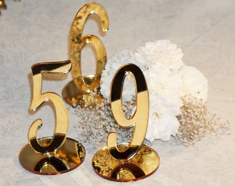 Gold Table numbers wedding table numbers table decoration 4" Gold mirror acrylic Table Numbers Set Wedding Table Decor