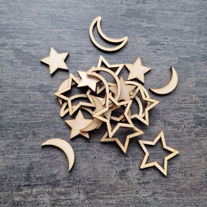 Confeti de mesa con forma de estrella y luna dorada, confeti de madera, decoraciones de mesa para Eid Mubarak, confeti de mesa dorado, artículos para esparcir en la mesa para Eid