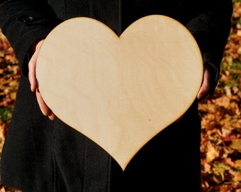 14" Large wooden Heart, Large laser cut heart wooden, big heart - Please sign a heart for Wedding, Guestbook Alternative