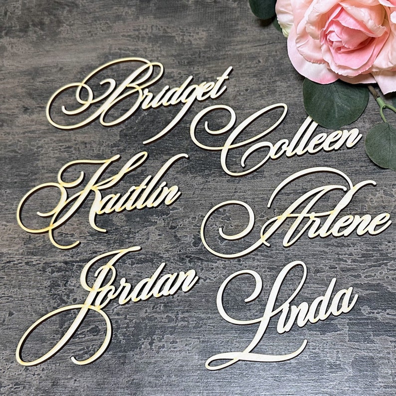 Wood Wedding Place Cards Laser Cut Name Signs Place Wedding Place Cards ...