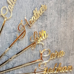 30 Drink stirrers gold Drink wedding stirrers Personalized swizzle sticks Name stirrers Bridal shower stirrers Birthday stirrer Wedding