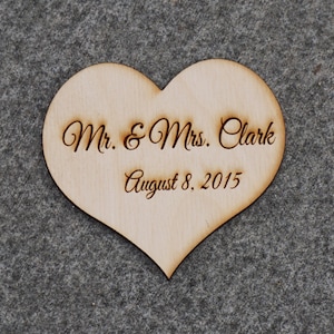 4&quot; Engraved wooden heart &gt; 1 heart engrave 10 cm. Wedding heart. Hearts with names, mr and mrs hearts, monogram heart