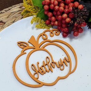 Thanksgiving place cards orange pumpkin table decor pumkin place cards laser cut thanksgiving name cards Laser Cut wooden Place Cards image 6