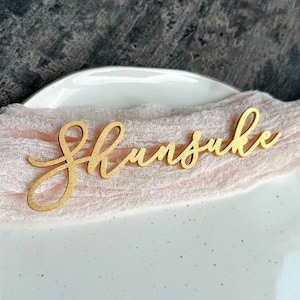 Gold painted wood place cards Luxury Wedding Place Cards Gold painted TAGS Laser cut names Wedding Cards Wedding Decor Table CUSTOM Event
