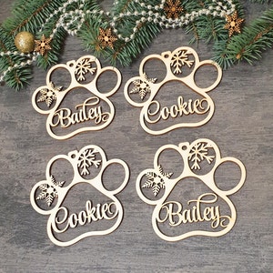 Holiday ornament personalized Holiday ornament dog Christmas Ornament Custom Dog Paw pet Name Custom Dog Christmas decor Cat Christmas decor