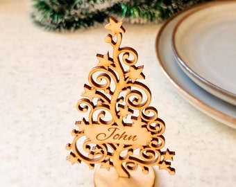 Christmas Tree Place Cards Custom Freestanding Christmas Tree Ornament Christmas Tags Table Decorations Custom GOLD Mirror Christmas trees