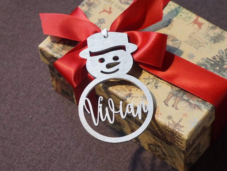 christmas snowman ornaments christmas bauble wood with name CHRISTMAS custom gift tags with name Christmas gift Decor CHRISTMAS gift tags