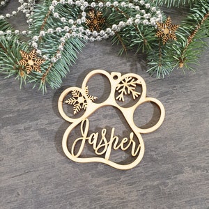 Personalized Paw Ornament Custom Dog Paw Name Custom Dog Christmas decor Cat Christmas decor Paw stocking tag Dog Paw Christmas Stocking tag