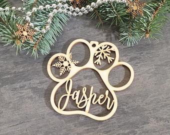 Personalized Paw Ornament Custom Dog Paw Name Custom Dog Christmas decor Cat Christmas decor Paw stocking tag Dog Paw Christmas Stocking tag