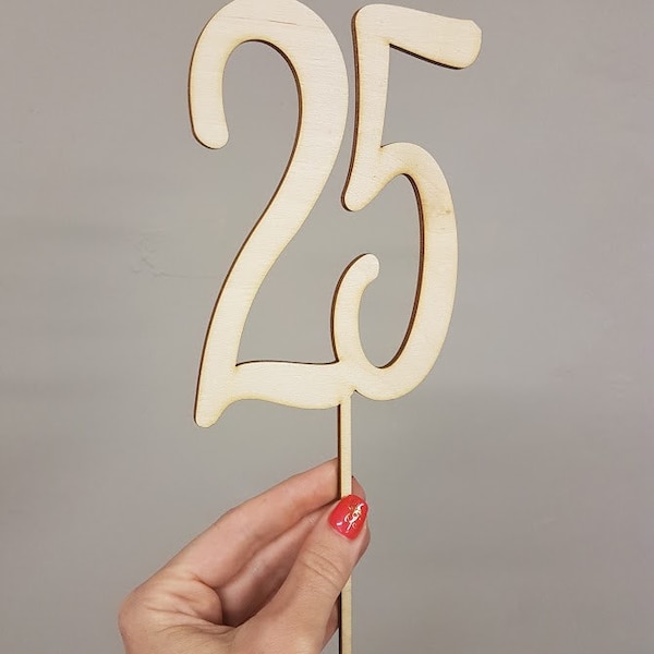 Cake topper - 25 personalised number Any number cake topper wooden number topper wood cake topper wood number topper