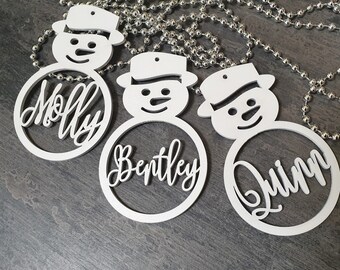 Wood Christmas baubles custom Christmas snowmen ornaments laser cut names CHRISTMAS custom gift tags with name wood Christmas SNOWMAN Decor