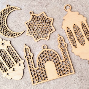 Set von 5 EID Dekor Islamische Laterne benutzerdefinierte Eid Dekoration Ramadan Mubarak Sterne Ramadan Kareem Ramadan Eid Islamisch Symbol Dekor Islamisches Zeichen