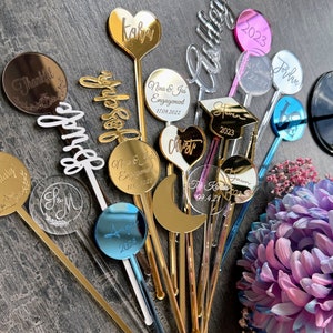 Custom design Wedding drink stirrers family logo drink stirrers Custom shape Drink stirrers Personalized drink decors Cocktail Wedding Date