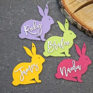 Easter Basket Tags Bunny Easter Tags Personalised Rabbit Easter Basket Tags Name Easter Decoration custom Easter Place cards Easter Gifts image 4