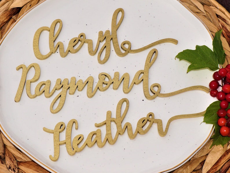 Laser Cut Names Gold Mirror Wedding Place Cards Gold Mirror Etsy