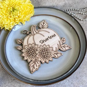 Personalized Pumpkin Place Card: Thanksgiving Table Decor, Laser Cut Wood