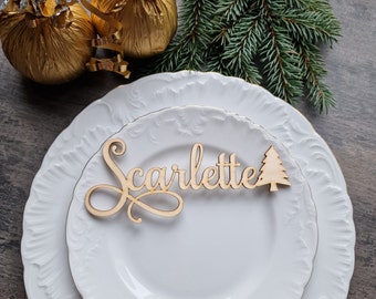 Christmas place cards Christmas tree Christmas stocking tags Merry Christmas gift tags personalized Christmas tags with decors, Wooden paw