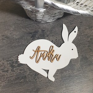 Easter Basket Tags Bunny Easter Tags Personalised Rabbit Easter Basket Tags Name Easter Decoration custom Easter Place cards Easter Gifts image 6