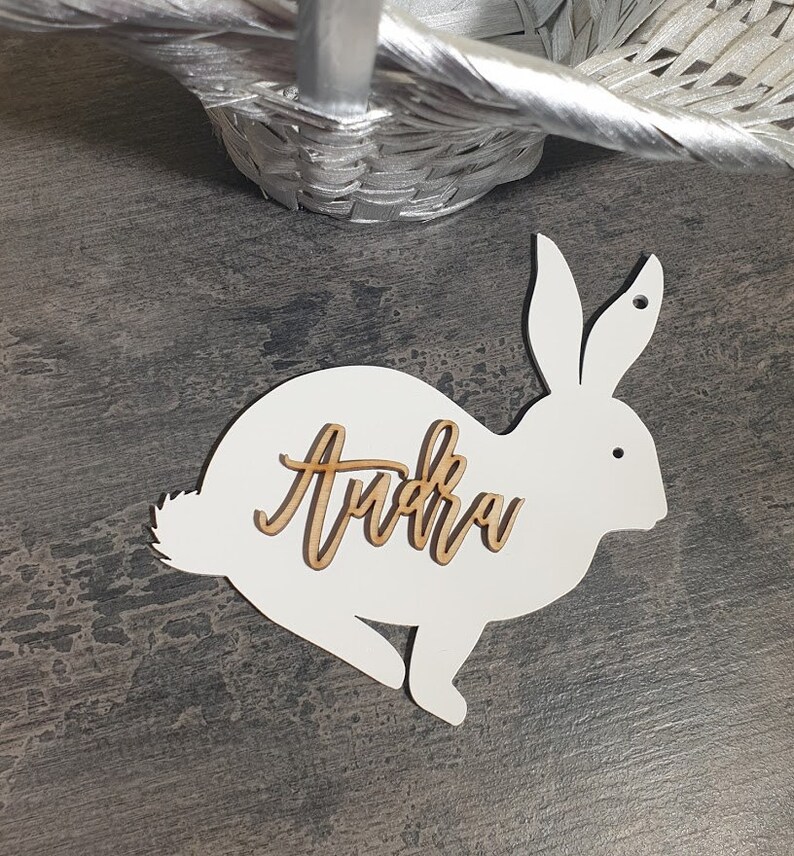 Easter Basket Tags Bunny Easter Tags Personalised Rabbit Easter Basket Tags Name Easter Decoration custom Easter Place cards Easter Gifts image 6