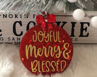 Red Glittery Ornament Christmas Gold Design