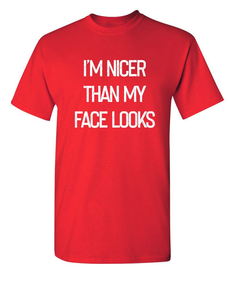 I/'m Nicer Than My Face Looks Sarcastic Humor Graphic Novelty Funny T Shirt