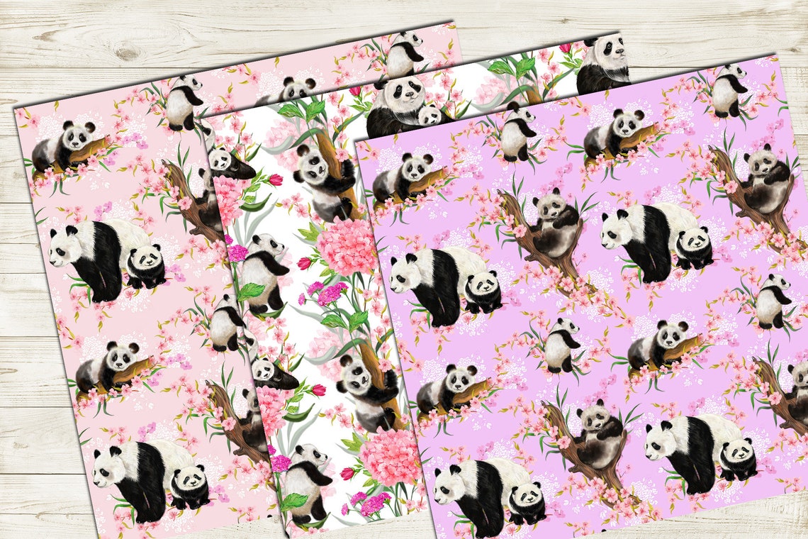 Panda Bear Digital Seamless Patterns Animal Print Pattern - Etsy