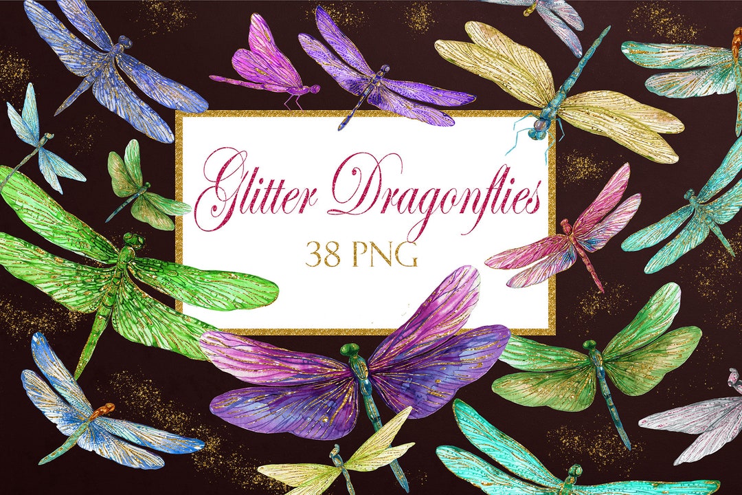 Glitter Dragonflies 38 PNG on a Transparent Background Clipart Clipart ...