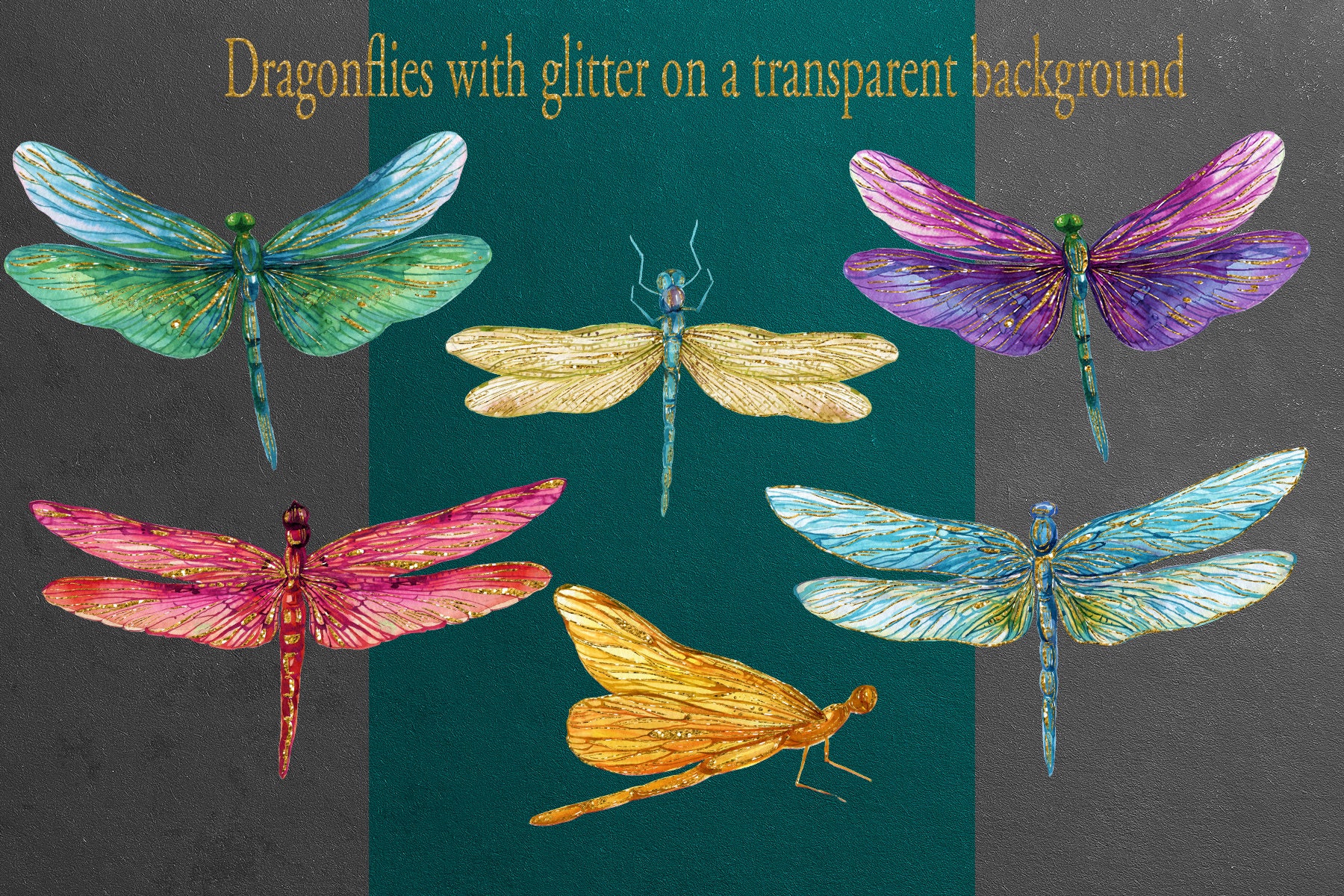 Glitter Dragonflies 38 PNG on a Transparent Background Clipart - Etsy