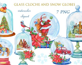 Christmas Watercolor Couches and  Snow Globe clipart 7 PNG