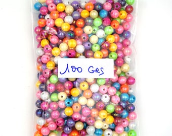 Perles irisées 8 mm - SACHET DE 100 GRAMMES