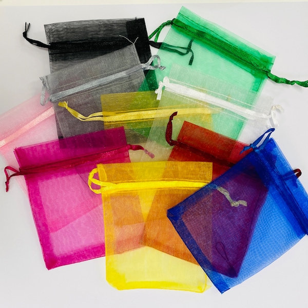 100 à 500 Pochettes organza, sacs-cadeaux multicolore, rectangle, 10 cmx12 cm (sachets organza)